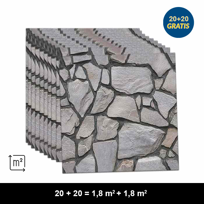 RocksWall, trójwymiarowe naklejki ścienne z efektem skały (10 szt.) (1+1 GRATIS) - Image 2