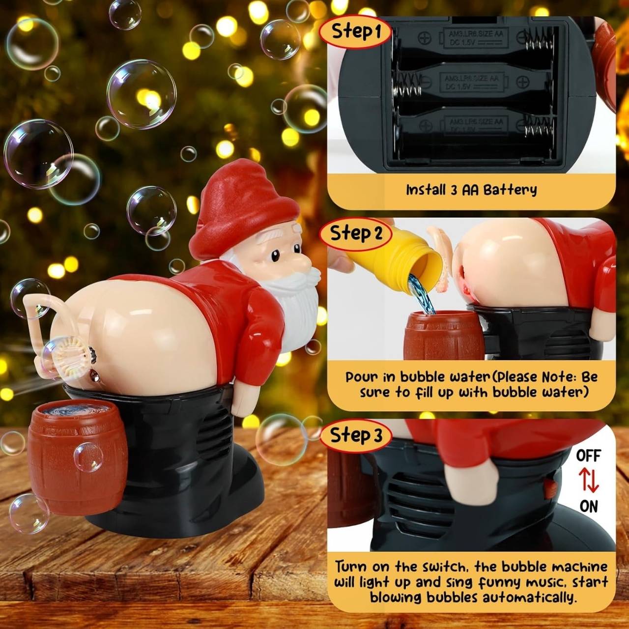 BlowSanta, zabawka do baniek mydlanych Święty Mikołaj - Image 2