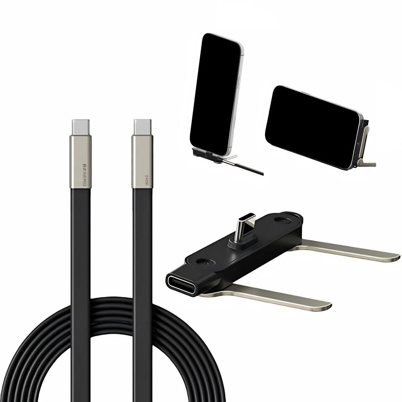 Kabel 2w1 do ładowania z podstawką na telefon, Bracky - Image 3