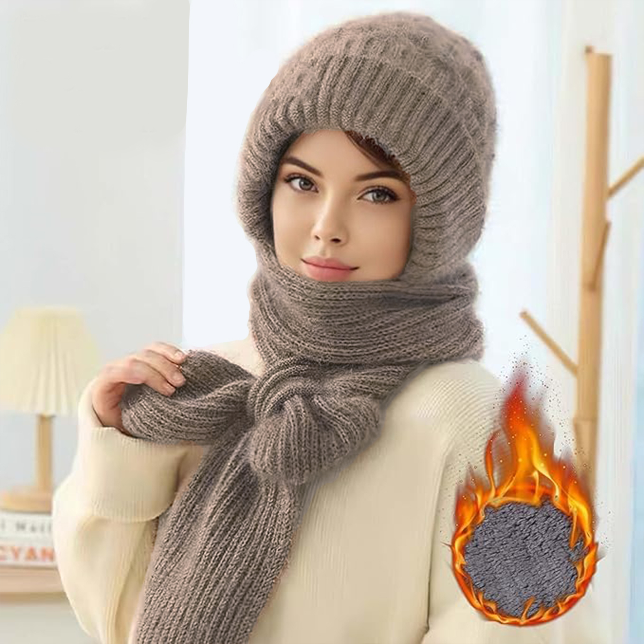 CapScarf, damska zimowa czapka z przyszytym szalikiem - Image 3