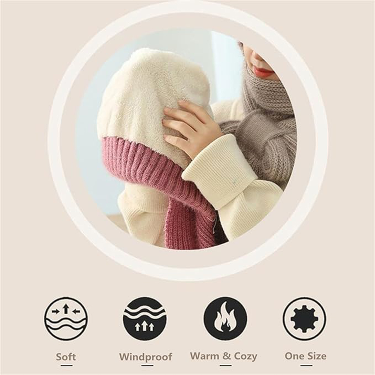 CapScarf, damska zimowa czapka z przyszytym szalikiem - Image 7
