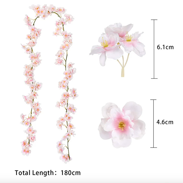Cherry, sztuczne kwiaty wyglądające jak naturalne kwiaty wiśni (1,8 m) - Image 2