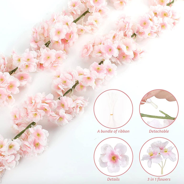 Cherry, sztuczne kwiaty wyglądające jak naturalne kwiaty wiśni (1,8 m) - Image 5