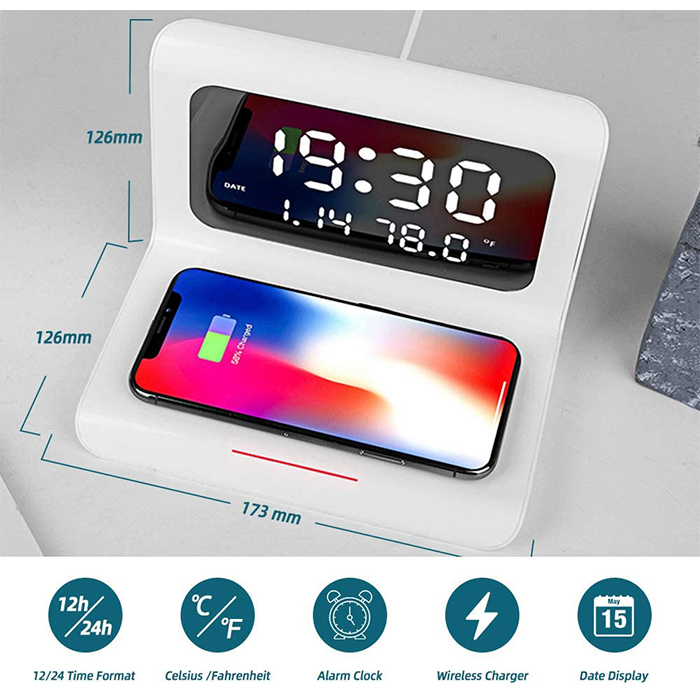 DigitalStation – ładowarka bezprzewodowa z budzikiem, kalendarzem i termometrem - Image 4
