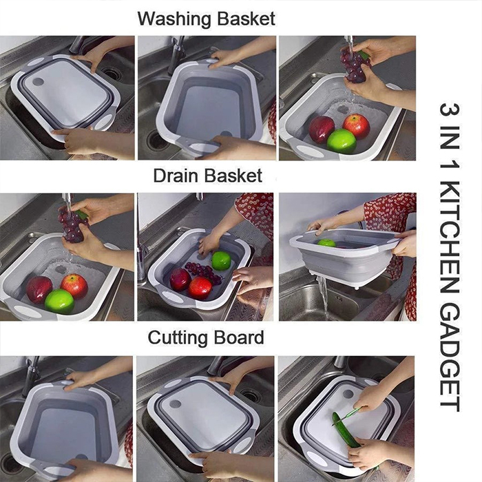 FoldableStrainer wielofunkcyjne sitko, pojemnik do przechowywania i deska do krojenia w jednym - Image 6