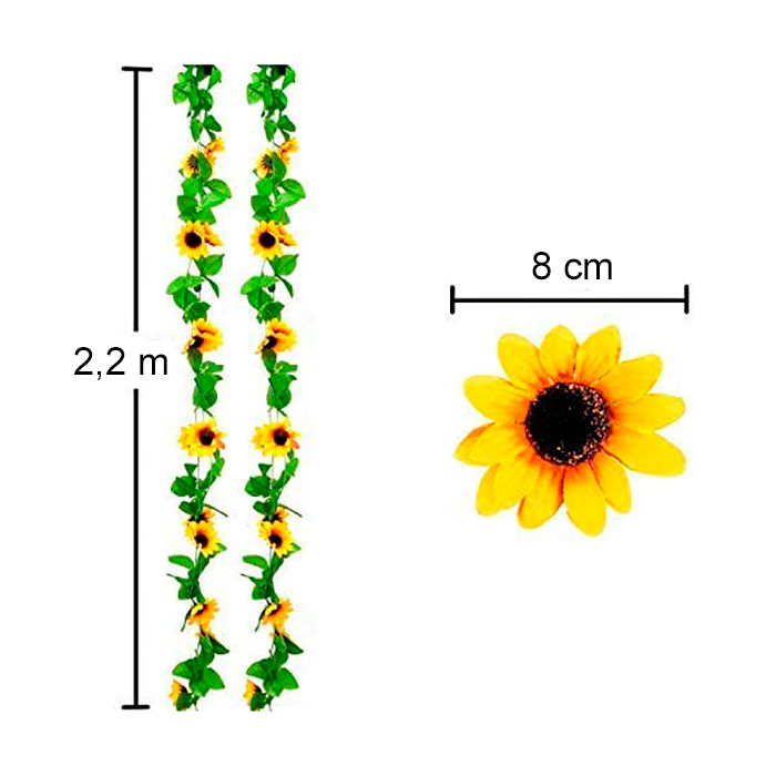 GarlandSunflower, sztuczna girlanda słonecznikowa o naturalnym wyglądzie (2 sztuki) - Image 2