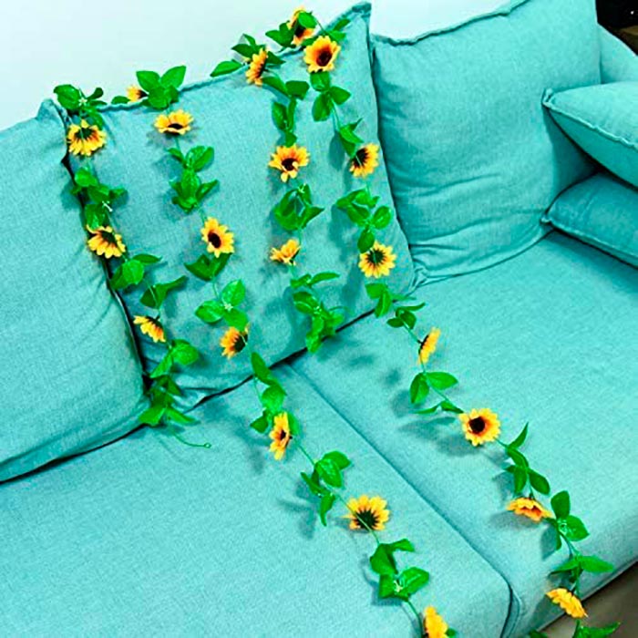 GarlandSunflower, sztuczna girlanda słonecznikowa o naturalnym wyglądzie (2 sztuki) - Image 5