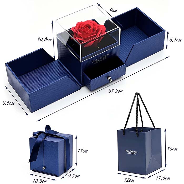 GiftBox, naszyjnik z pudełkiem prezentowym i piękną sztuczną różą - Image 7