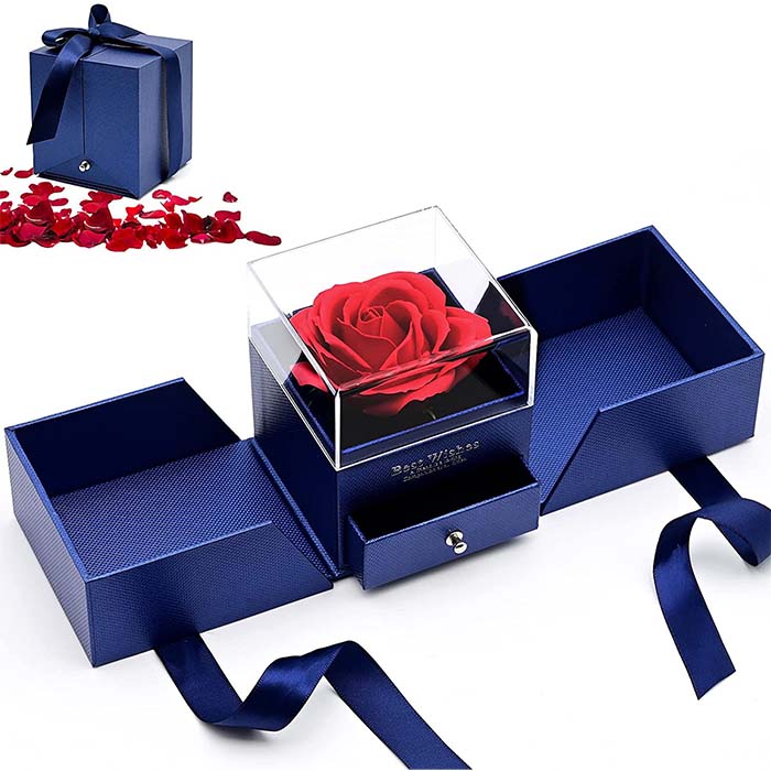GiftBox, naszyjnik z pudełkiem prezentowym i piękną sztuczną różą - Image 8
