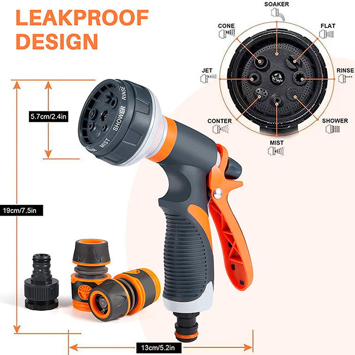 HoseSpray, zestaw z dyszą do węża ogrodowego, złączką do węża i pistoletem do podlewania - Image 2