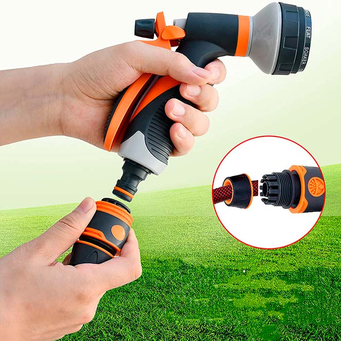 HoseSpray, zestaw z dyszą do węża ogrodowego, złączką do węża i pistoletem do podlewania - Image 8
