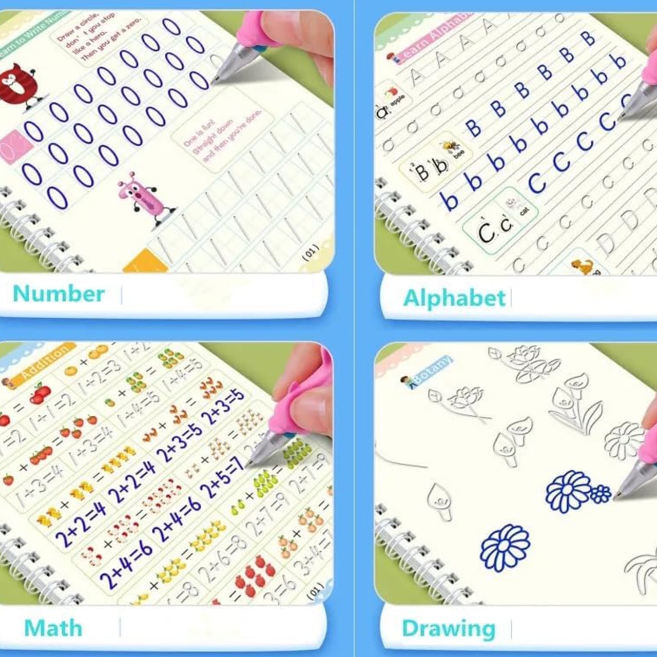 KidsBundle, tablet graficzny LED i 4 magiczne zeszyty ćwiczeń do nauki pisania i rysowania - Image 4