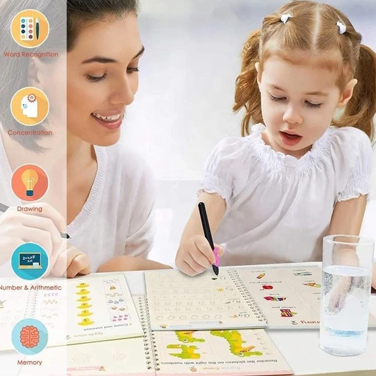 KidsBundle, tablet graficzny LED i 4 magiczne zeszyty ćwiczeń do nauki pisania i rysowania - Image 9
