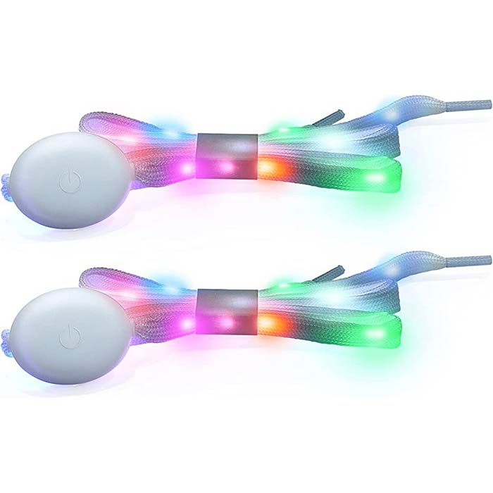 LedLaces, świecące sznurówki - białe z kolorowymi światłami ledowymi - Image 6