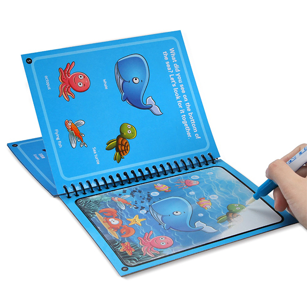 MagicWaterBook, zestaw 3 magicznych kolorowanek z wodnymi pisakami do tworzenia bez bałaganu - Image 2