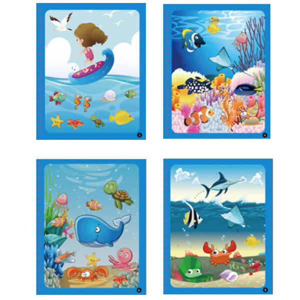 MagicWaterBook, zestaw 3 magicznych kolorowanek z wodnymi pisakami do tworzenia bez bałaganu - Image 3