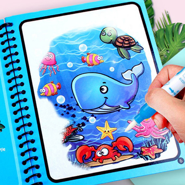 MagicWaterBook, zestaw 3 magicznych kolorowanek z wodnymi pisakami do tworzenia bez bałaganu - Image 8