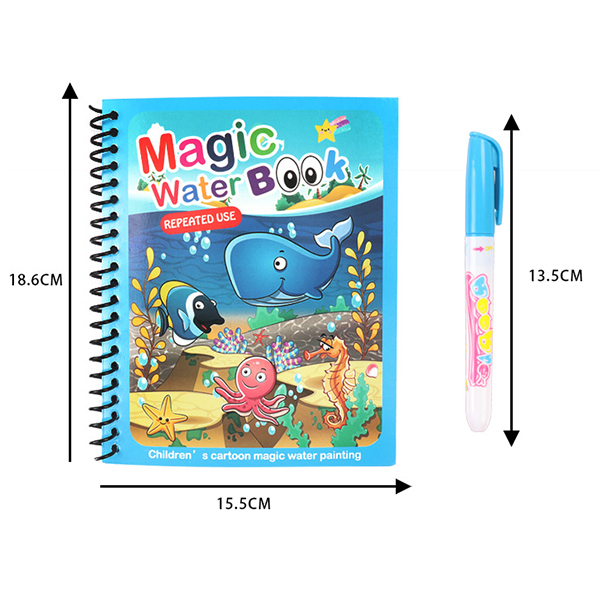 MagicWaterBook, zestaw 3 magicznych kolorowanek z wodnymi pisakami do tworzenia bez bałaganu - Image 9