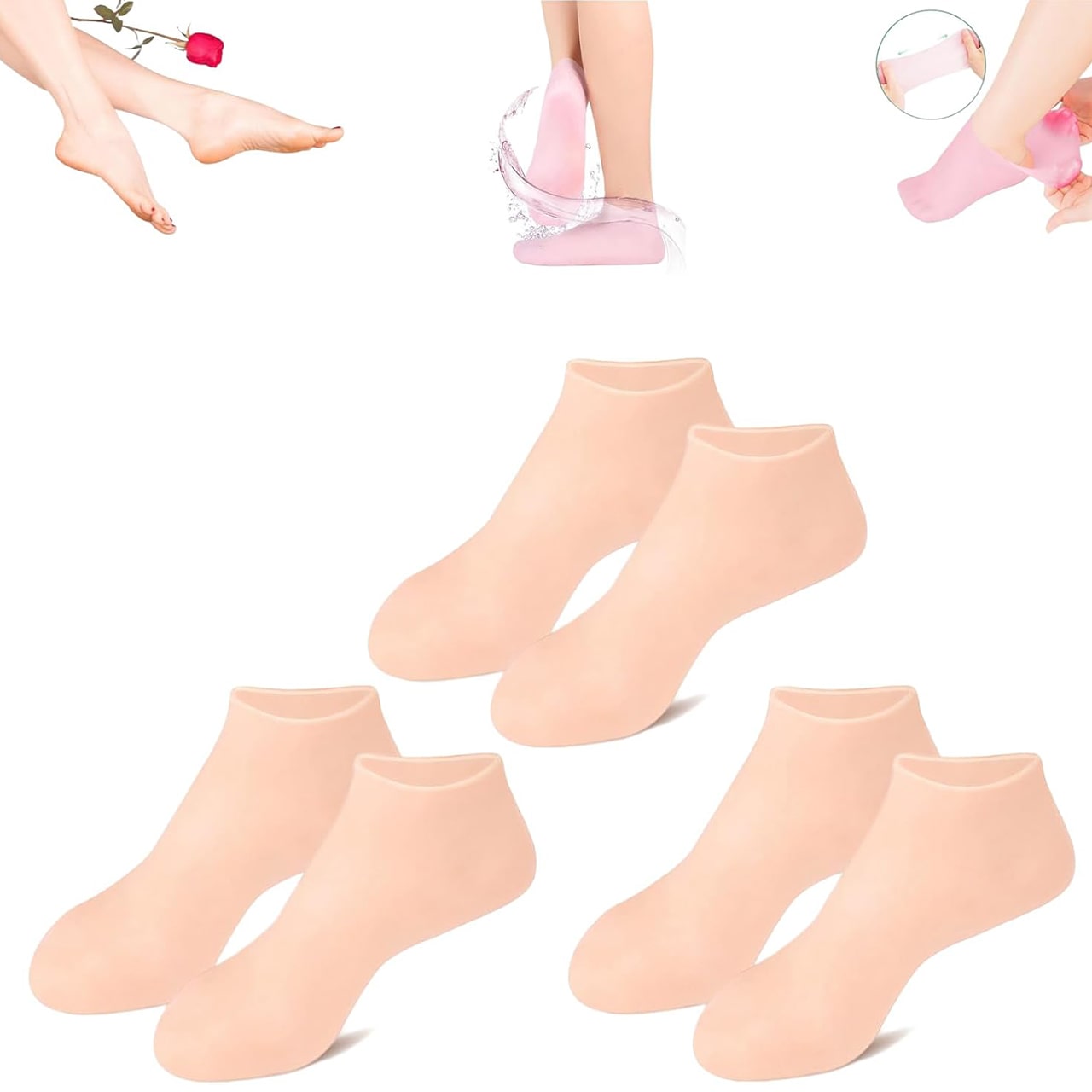 MoistMask, nawilżające skarpetki do pielęgnacji stóp z silikonu - Image 3