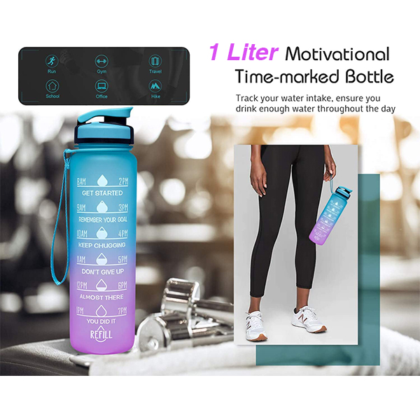 MotivationalBottle, butelka na wodę z motywacyjnymi cytatami i znacznikami czasu (1000 ml) - Image 6