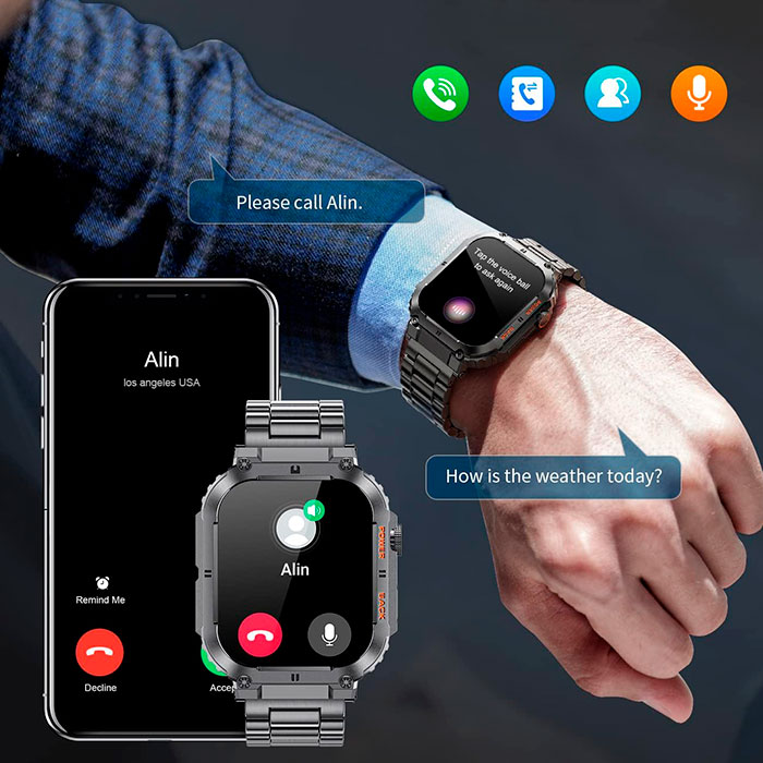Smartwatch pozwala na odbieranie połączeń i wyświetla powiadomienia o otrzymanych wiadomościach!