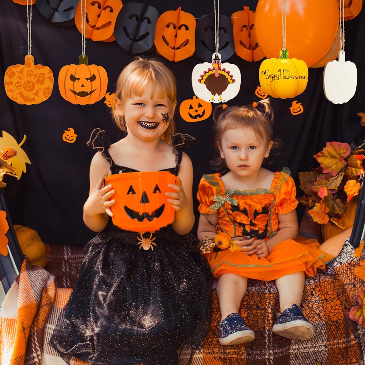 Pumpkins, drewniane płytki w kształcie dyni do stworzenia własnych (10 sztuk) - Image 4
