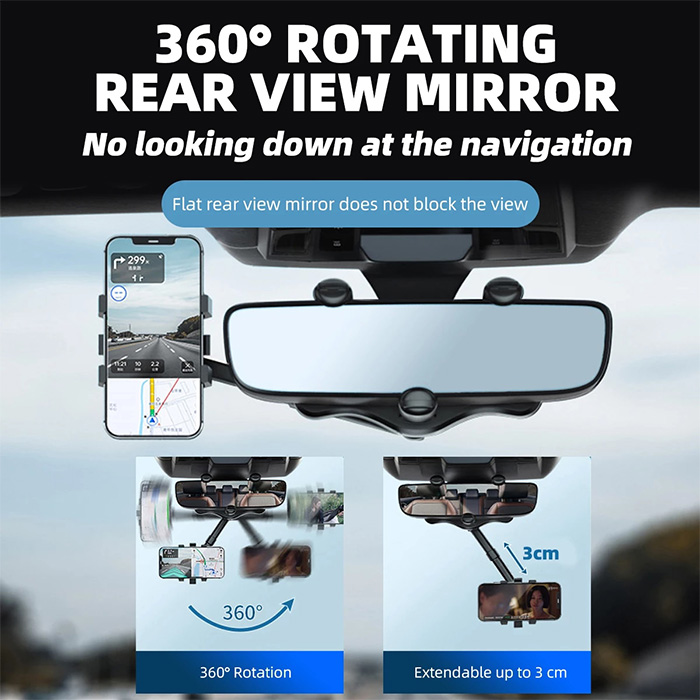 RotatableCarHolder, 360-stopniowy uchwyt na telefon, który można zamontować na lusterku wstecznym - Image 9
