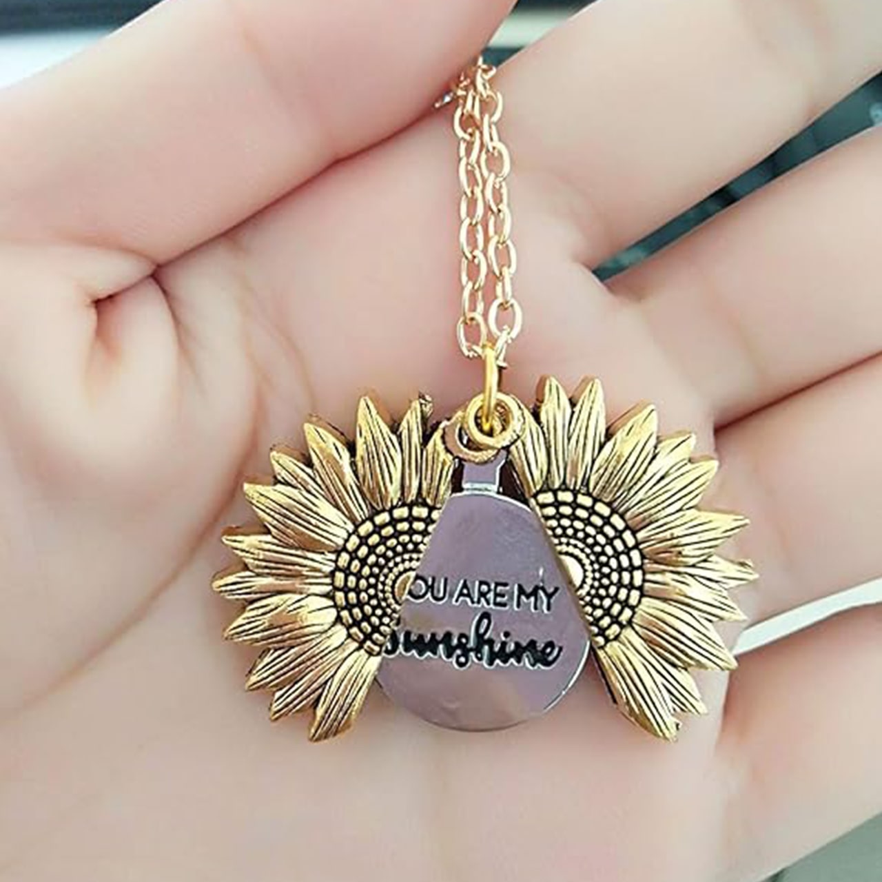 SunNecklace, naszyjnik z motywem słonecznika i uroczą inskrypcją - Image 3