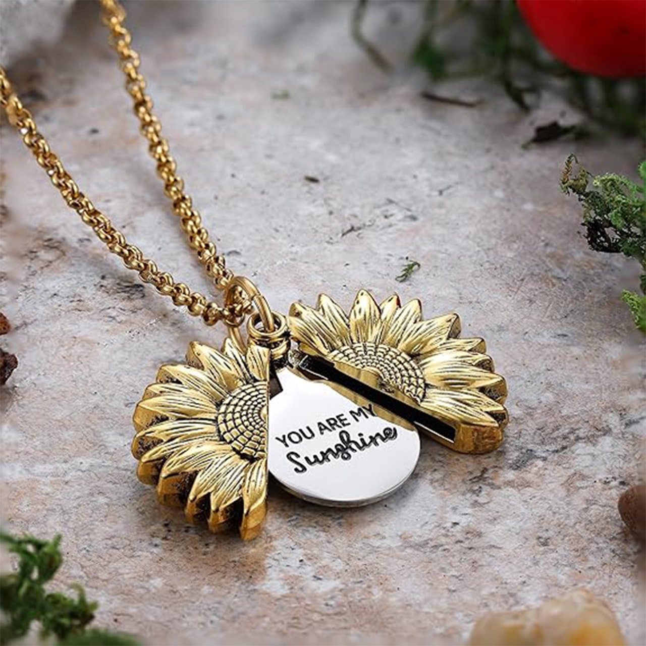 SunNecklace, naszyjnik z motywem słonecznika i uroczą inskrypcją - Image 5