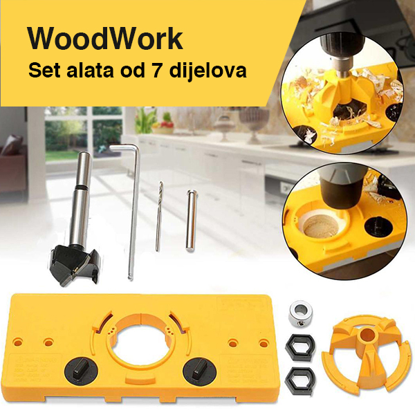 WoodWork, 7-częściowy zestaw narzędzi do wiercenia pod zawiasy (35mm) - Image 10