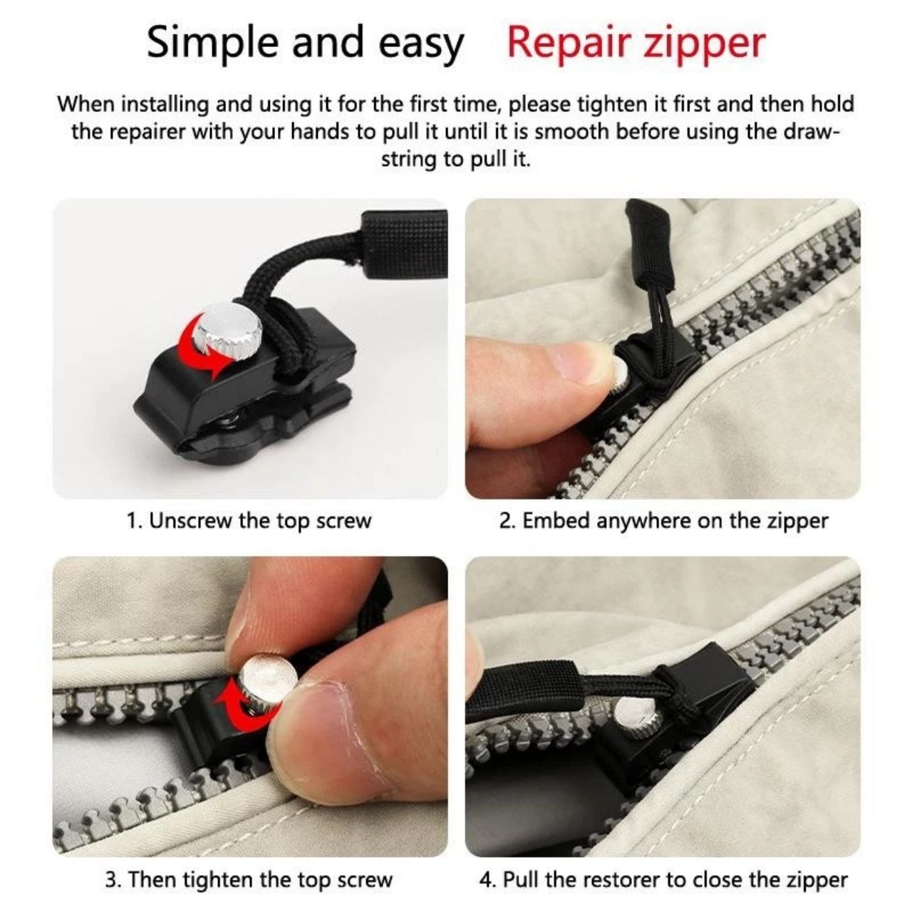 ZipFix, zestaw do naprawy zamków błyskawicznych (12 sztuk) - Image 4